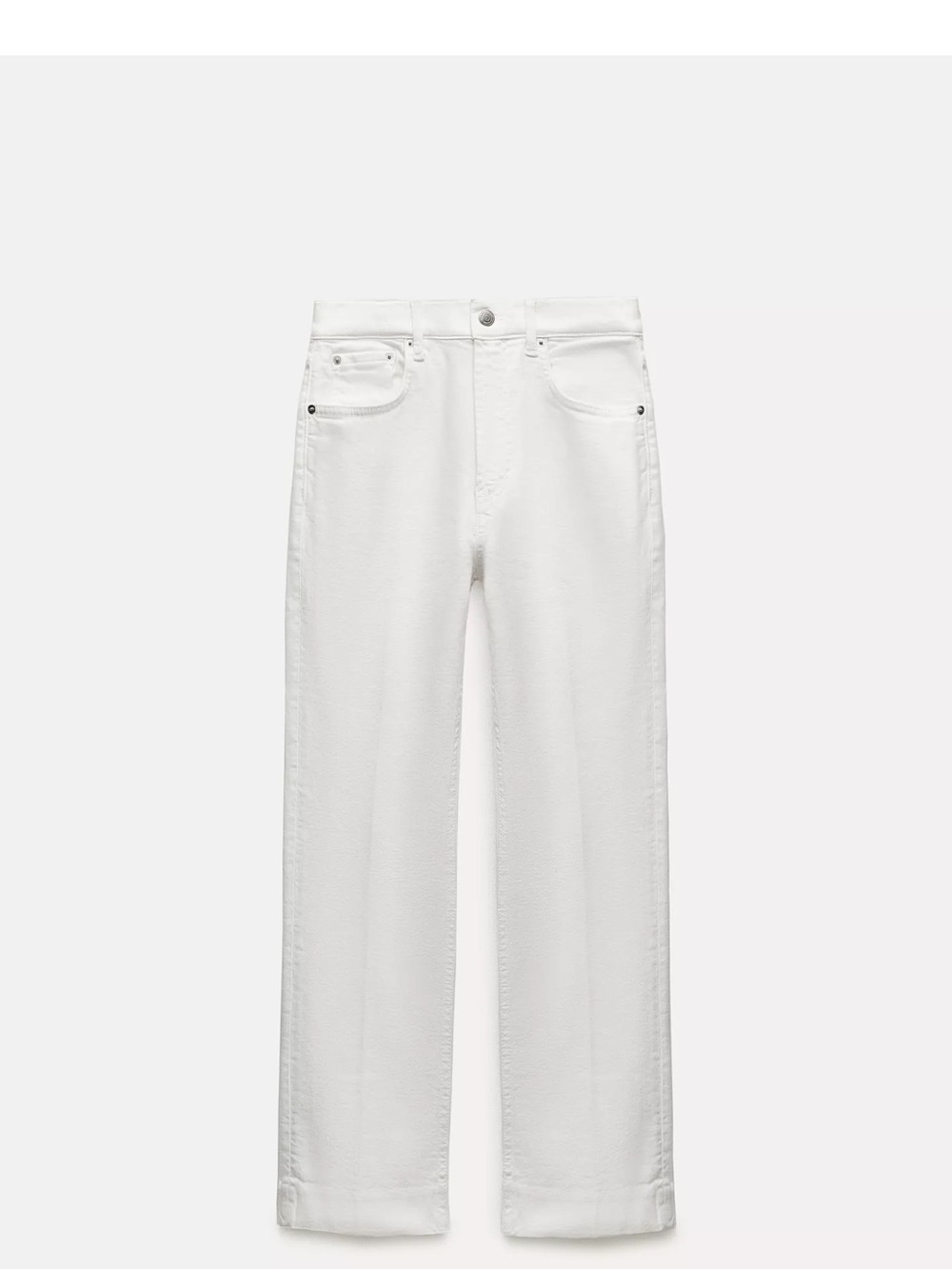 Zara White Cropped Straight-Leg Women's Jeans